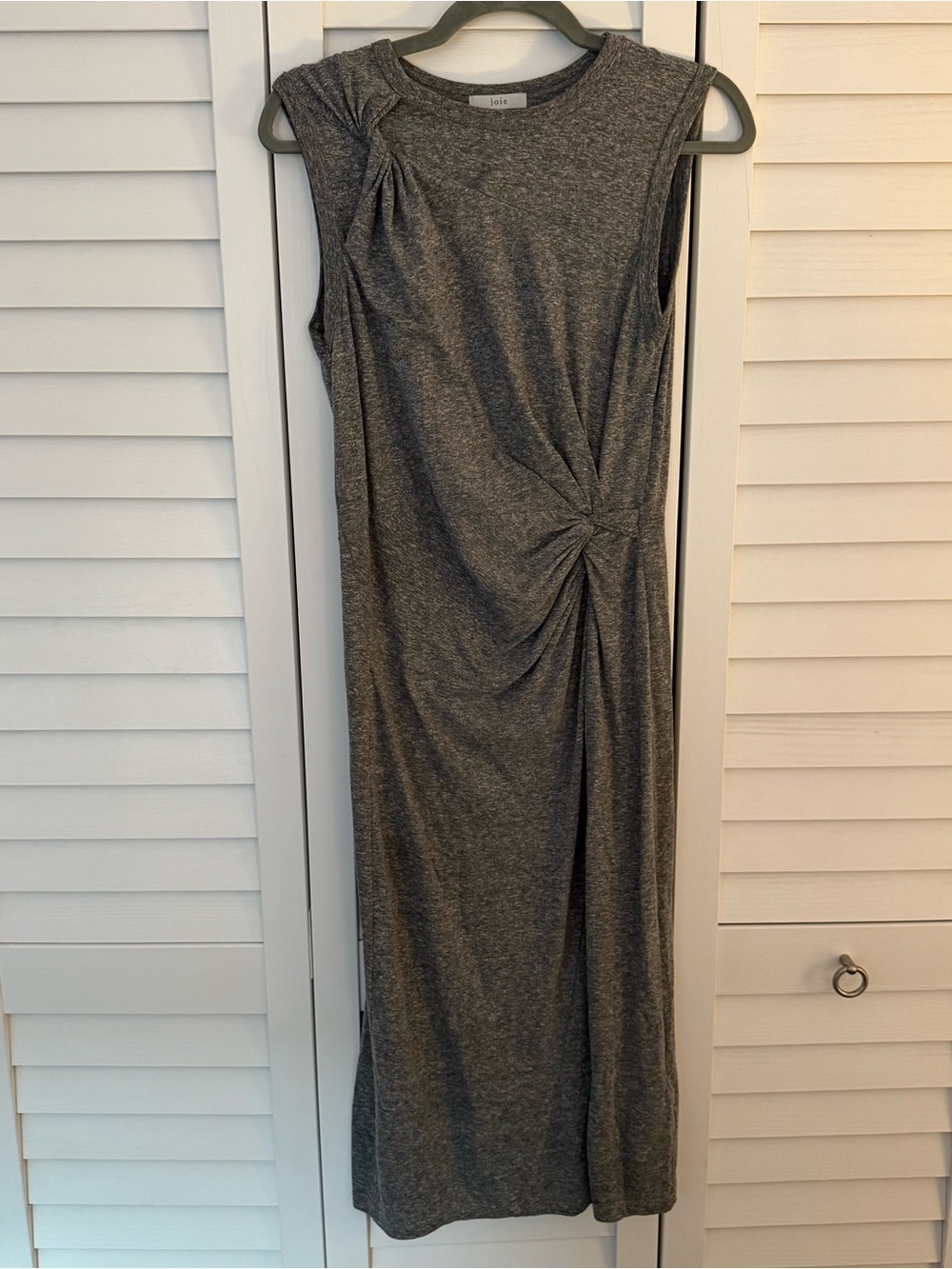 Joie Charcoal Gray Sleeveless Maxi Dress with Side Knot, Bodycon